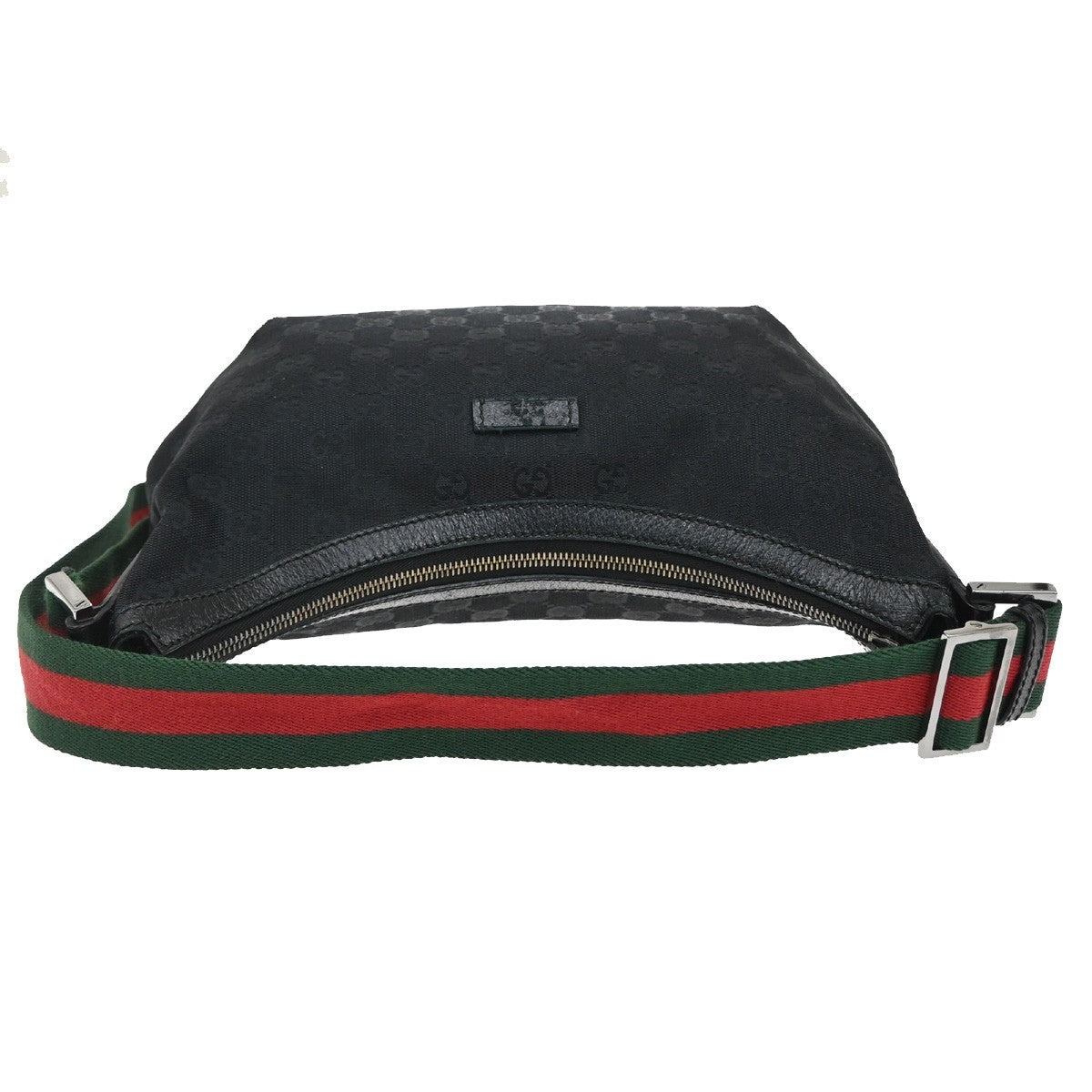 Gucci Half Moon Hobo Messenger GG Canvas, BLACK, CANVAS, Shoulder bag