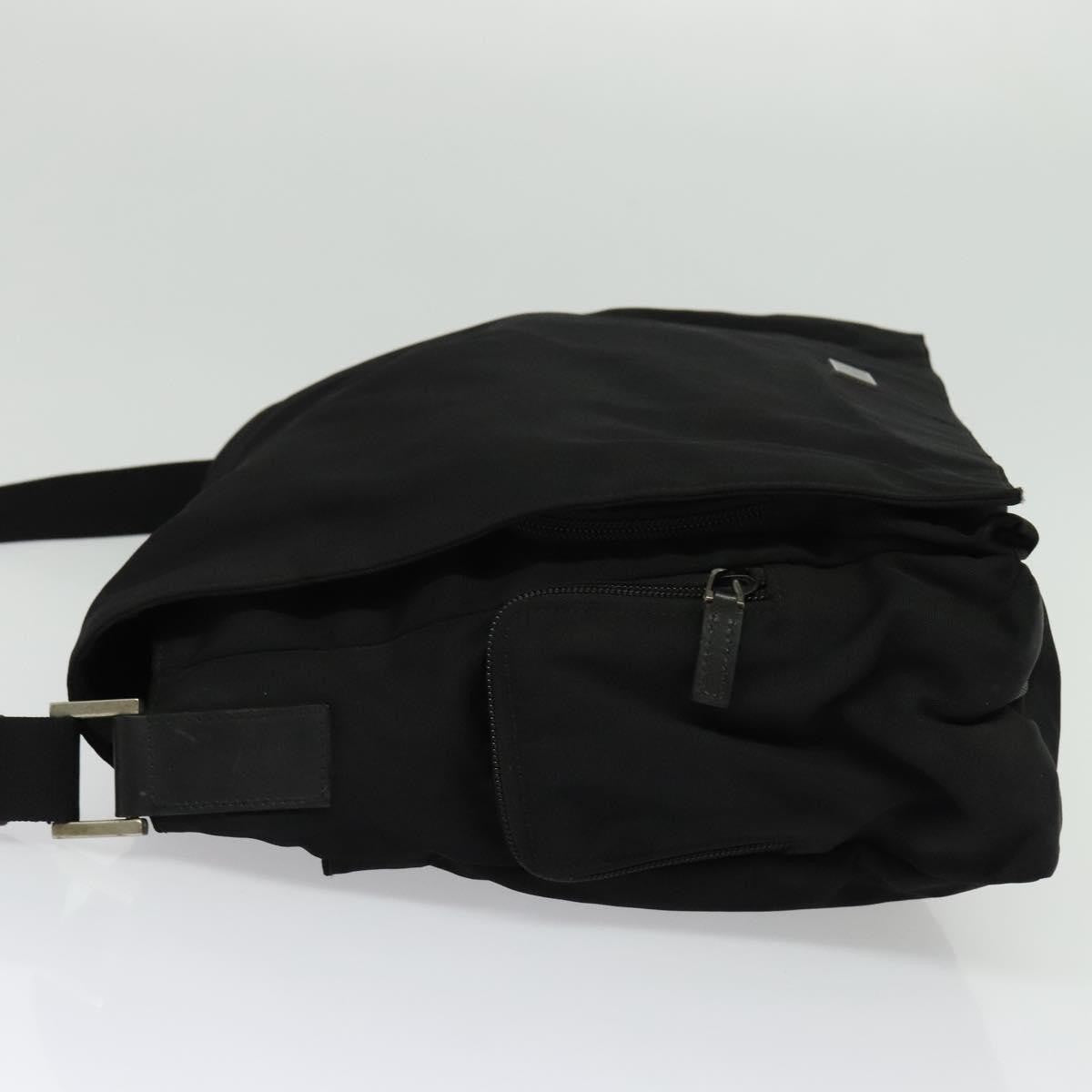 Gucci Side Pocket Flap Messenger Bag Nylon, BLACK, NYLON, Shoulder bag