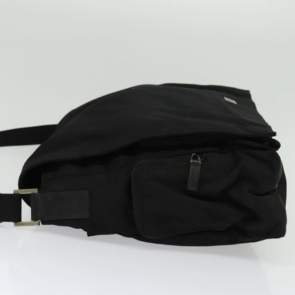Gucci Side Pocket Flap Messenger Bag Nylon, BLACK, NYLON, Shoulder bag
