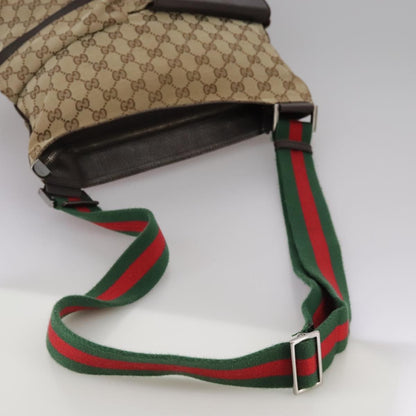Gucci Double Pocket Web Messenger GG Canvas, Brown, Canvas, Shoulder Bag