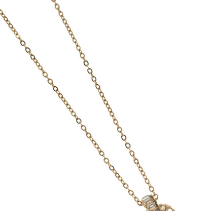 Christian Dior Logo Heart Pendant Necklace Metal with Crystal, GOLD, METAL, Necklace