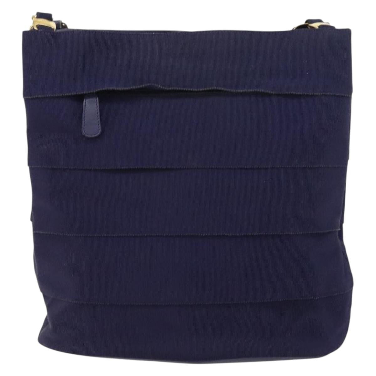 Salvatore Ferragamo Vala Chain Shoulder bag Canvas, NAVY, CANVAS, Shoulder bag