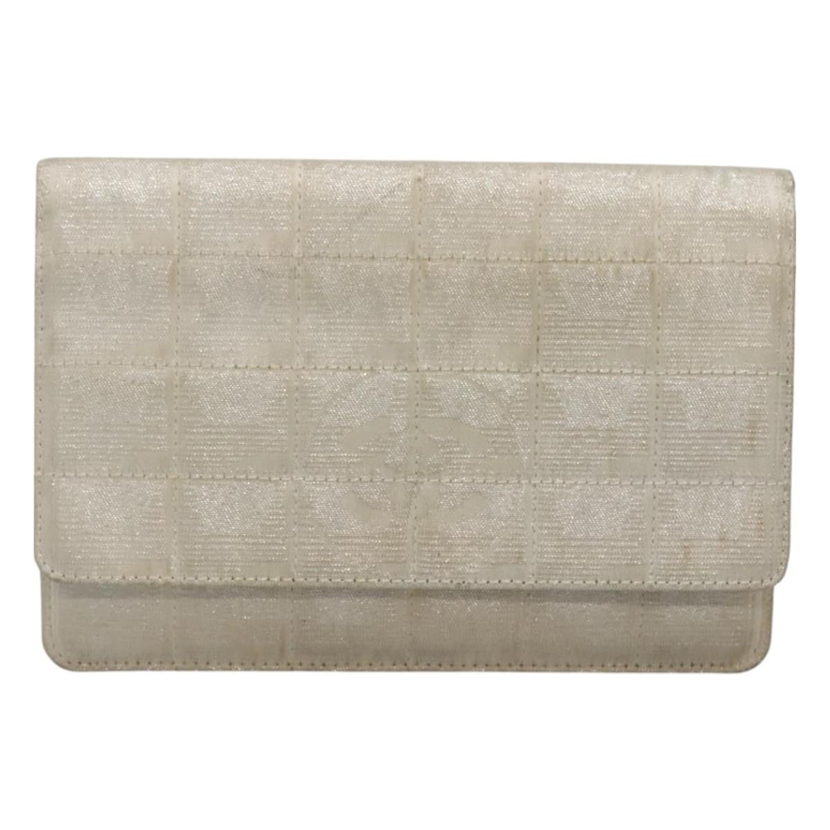 Chanel Travel Line Wallet on Chain Quilted Nylon, Silver, Nylon, Wallet