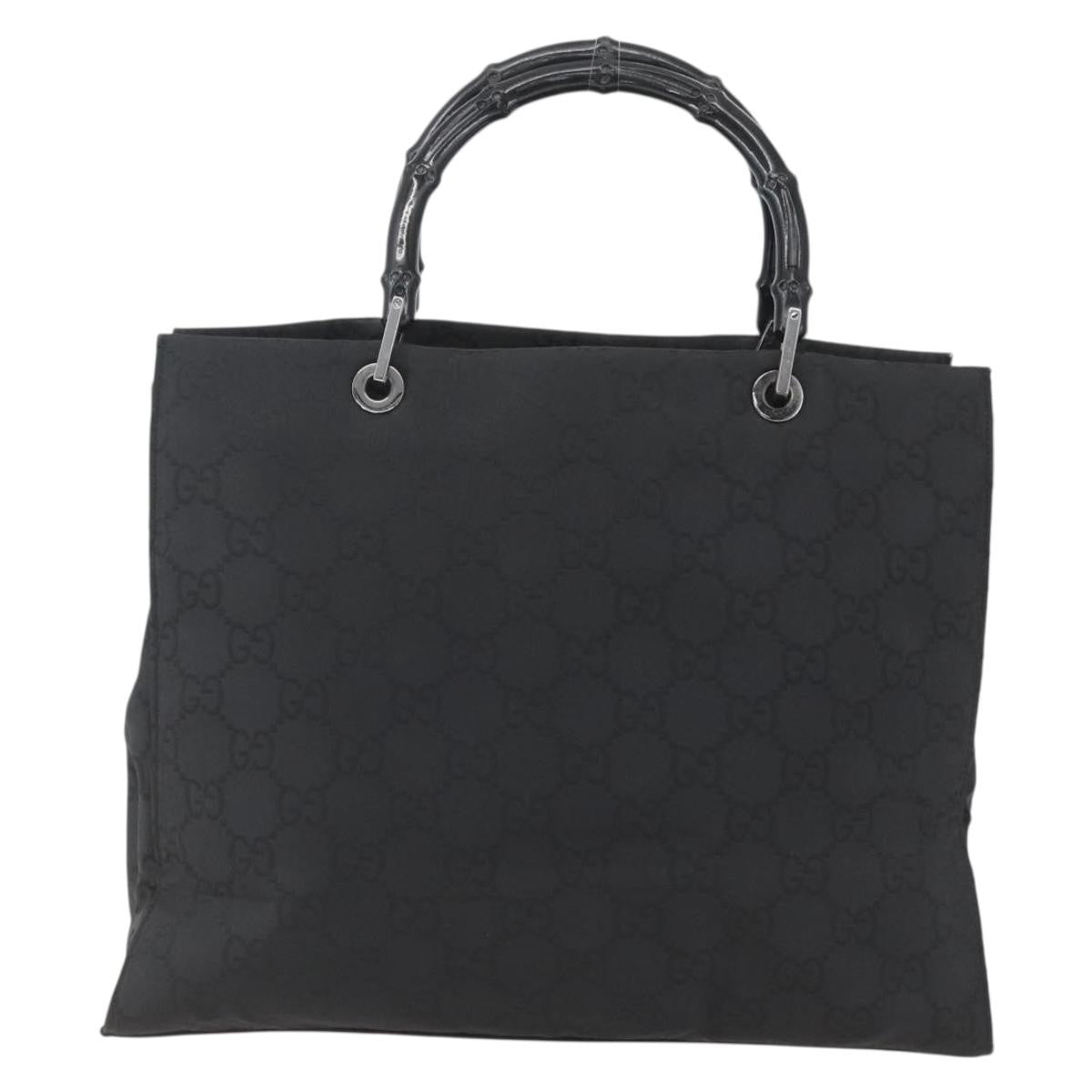 Gucci Vintage Bamboo Handle Tote GG Nylon, Black, Nylon, Tote Bag