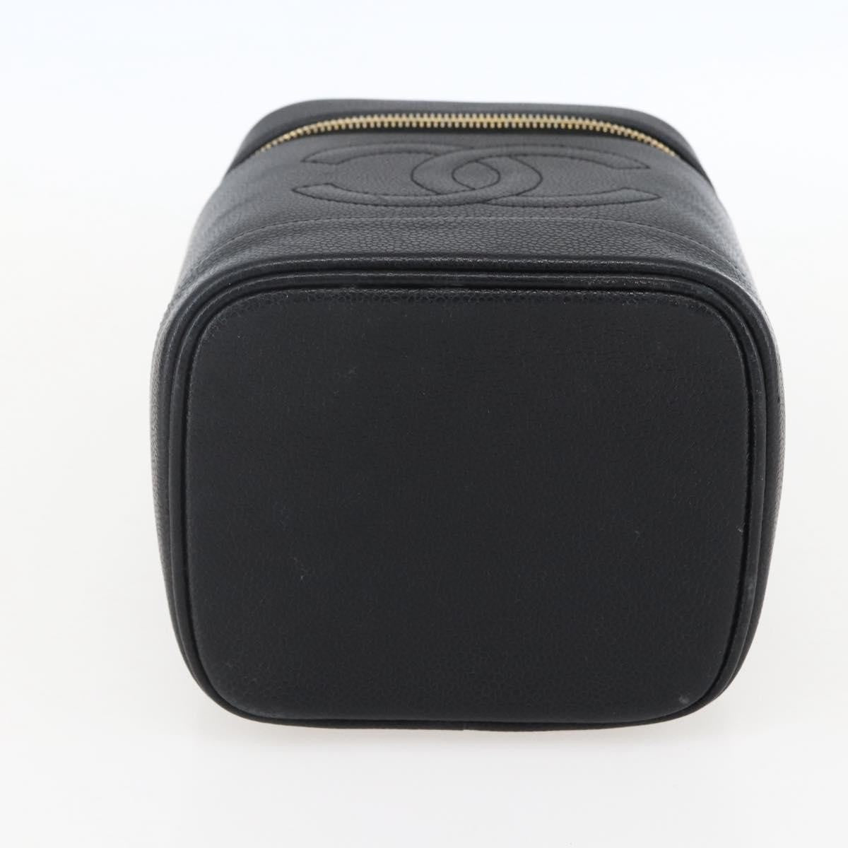 Chanel Vintage Timeless Cosmetic Case Caviar, BLACK, LEATHER, Clutche & pouche