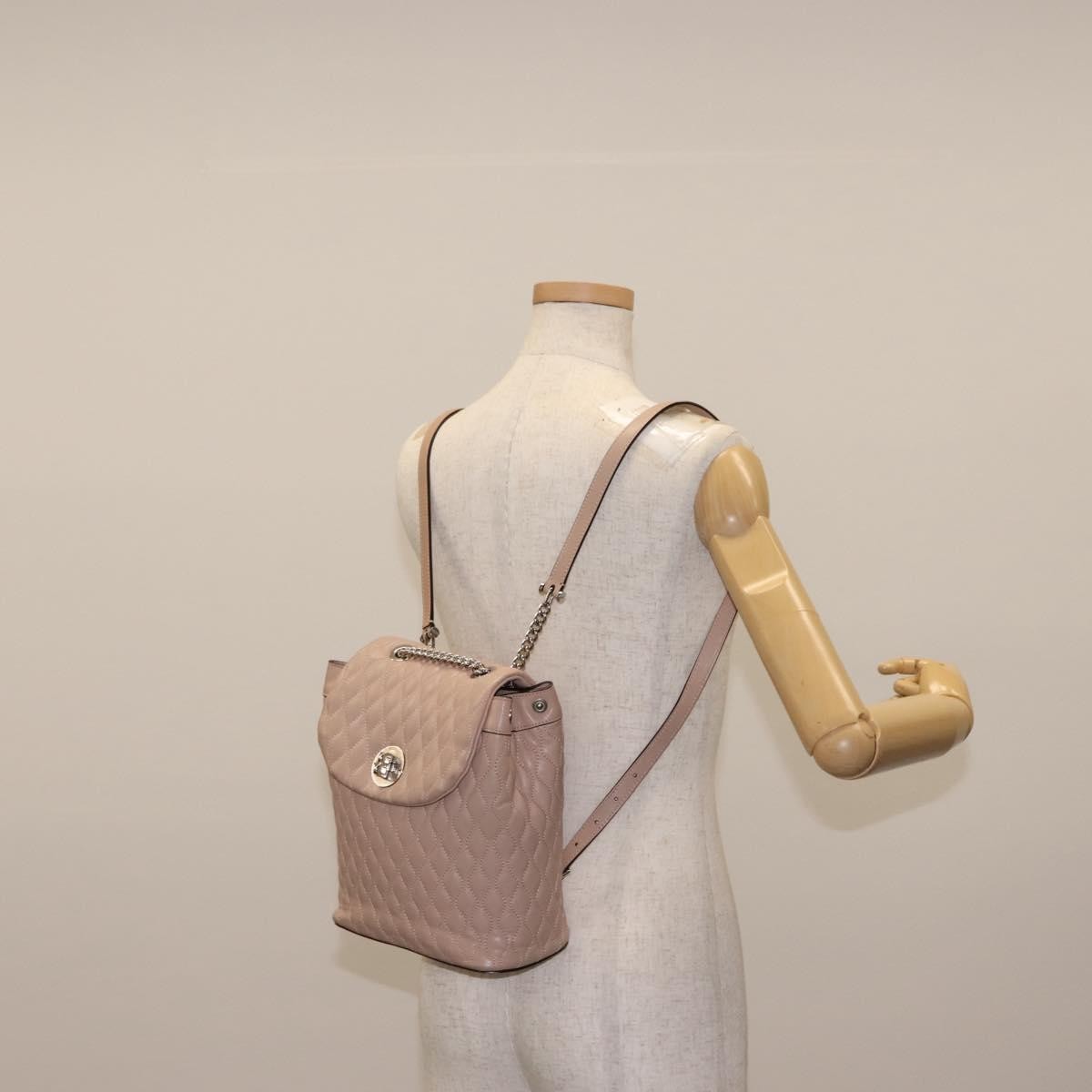Bally Vintage Backpack Quilted Leather, PINK, LEATHER, Backpack