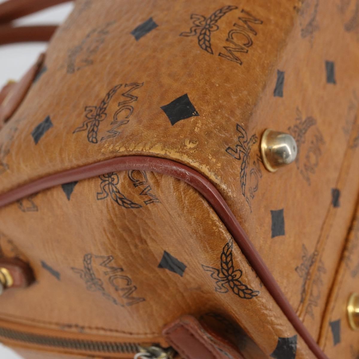 MCM Visetos Handbag Canvas and Leather, BROWN, CANVAS, Handbag