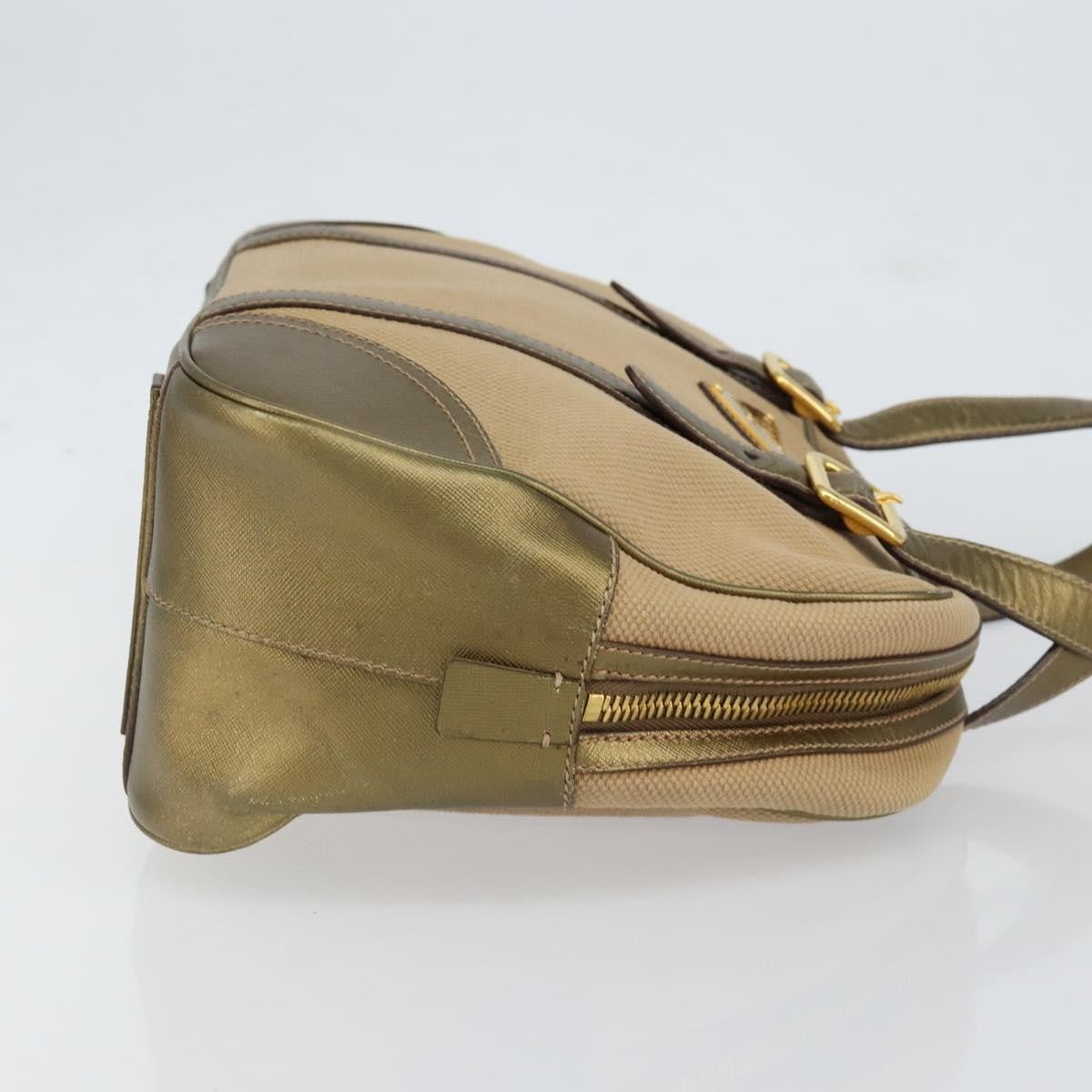 Prada Bowler Bag Canvas with Leather, BEIGE, CANVAS, Handbag