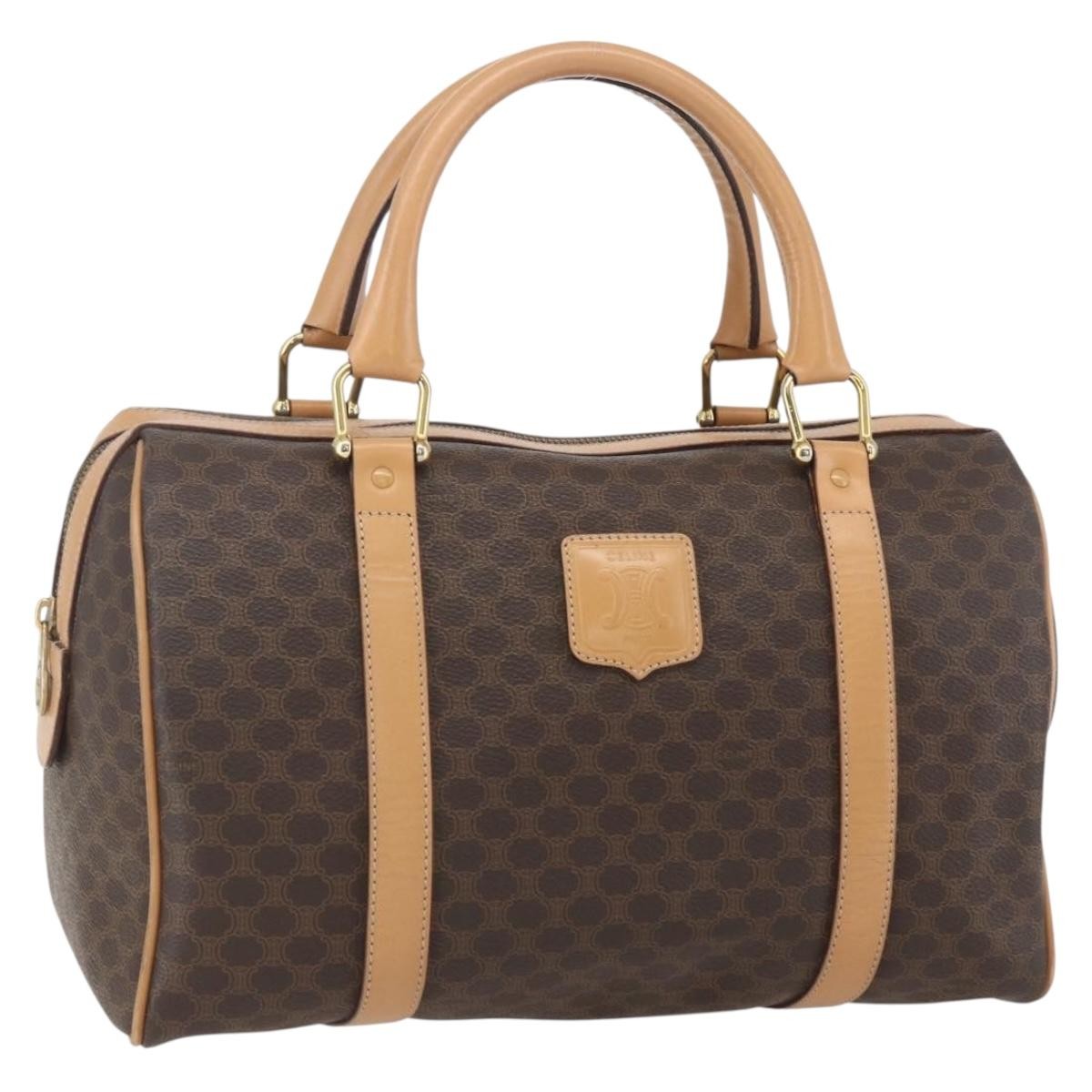 Celine Vintage Macadam Boston bag Canvas, BROWN, CANVAS, Travel bag