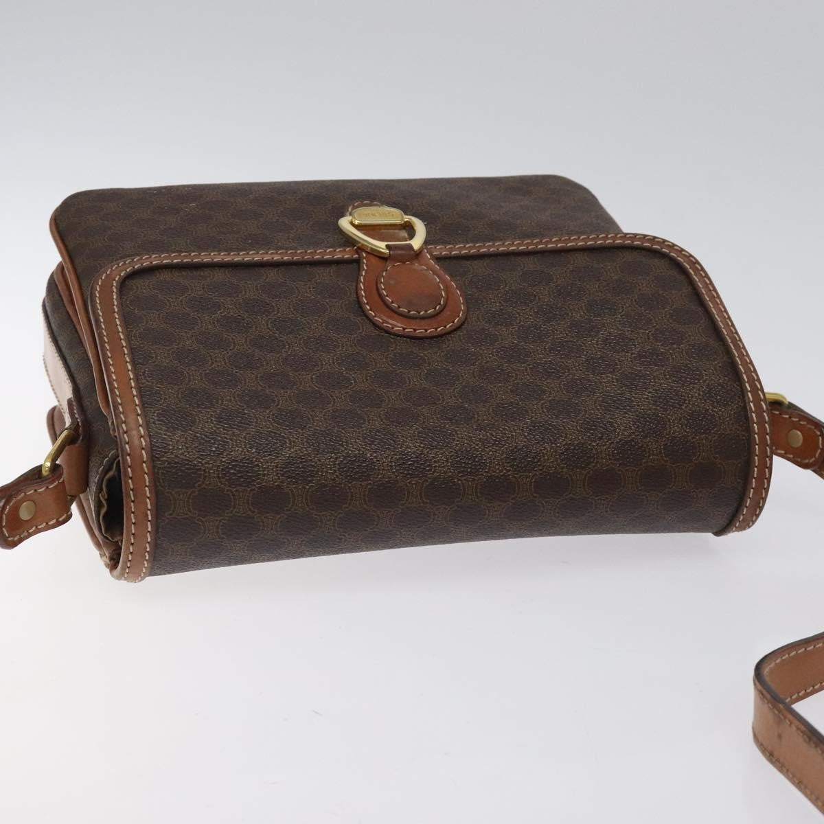 Celine Macadam Shoulder Bag Canvas, BROWN, CANVAS, Shoulder bag