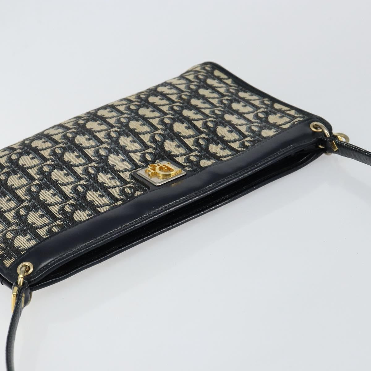 Christian Dior Vintage Trotter Shoulder Bag Canvas, NAVY, CANVAS, Shoulder bag