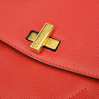 Celine Vintage turn lock shoulder bag Leather, RED, LEATHER, Tote bag