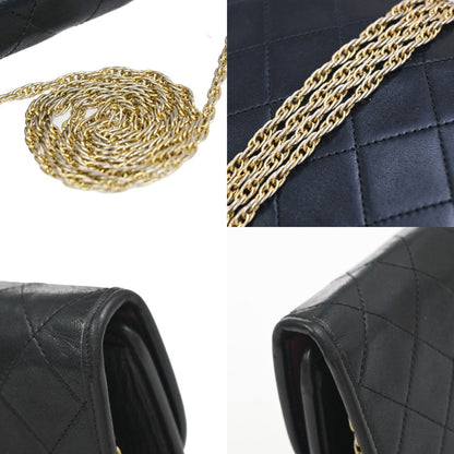 Chanel Vintage Round Flap Bag Quilted Lambskin, BLACK, LEATHER, Shoulder bag