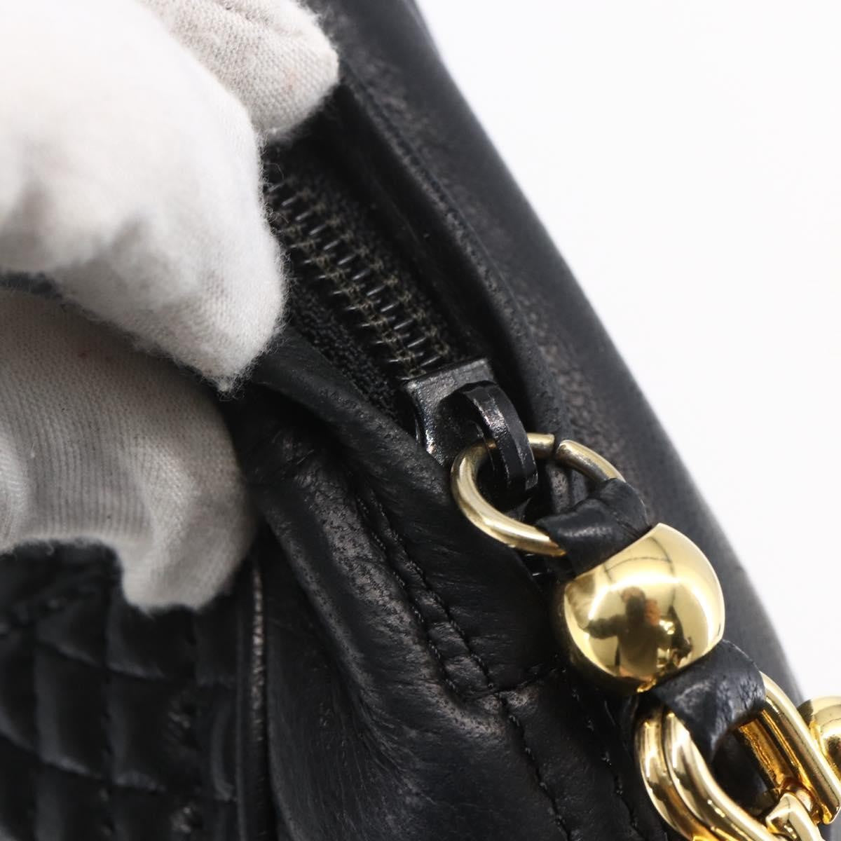 Bally Vintage Chain Shoulder Bag Quilted Leather, BLACK, LEATHER, Shoulder bag