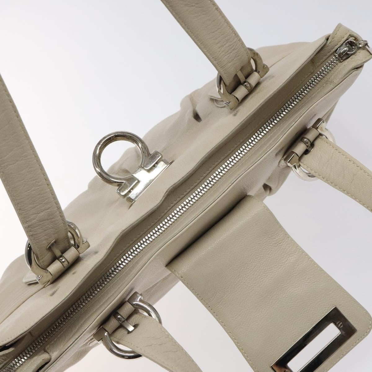 Salvatore Ferragamo Gancini handbag Leather, WHITE, LEATHER, Handbag