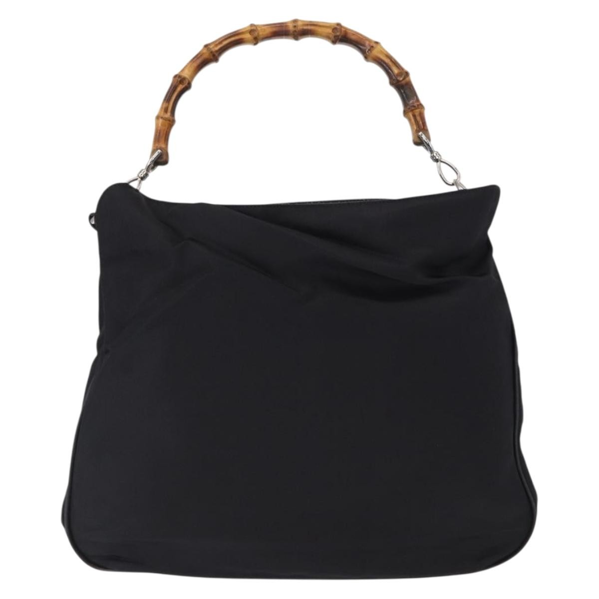 Gucci Vintage Bamboo Shoulder Bag Canvas, BLACK, CANVAS, Shoulder bag