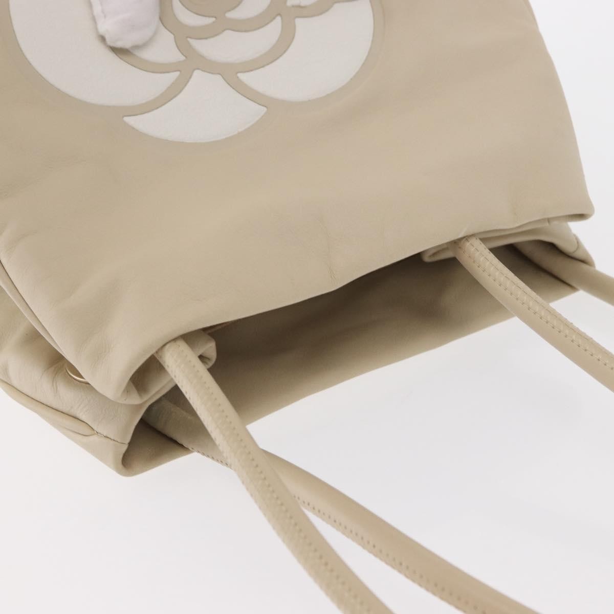 Chanel Camellia Tote Leather, BEIGE, LEATHER, Tote bag
