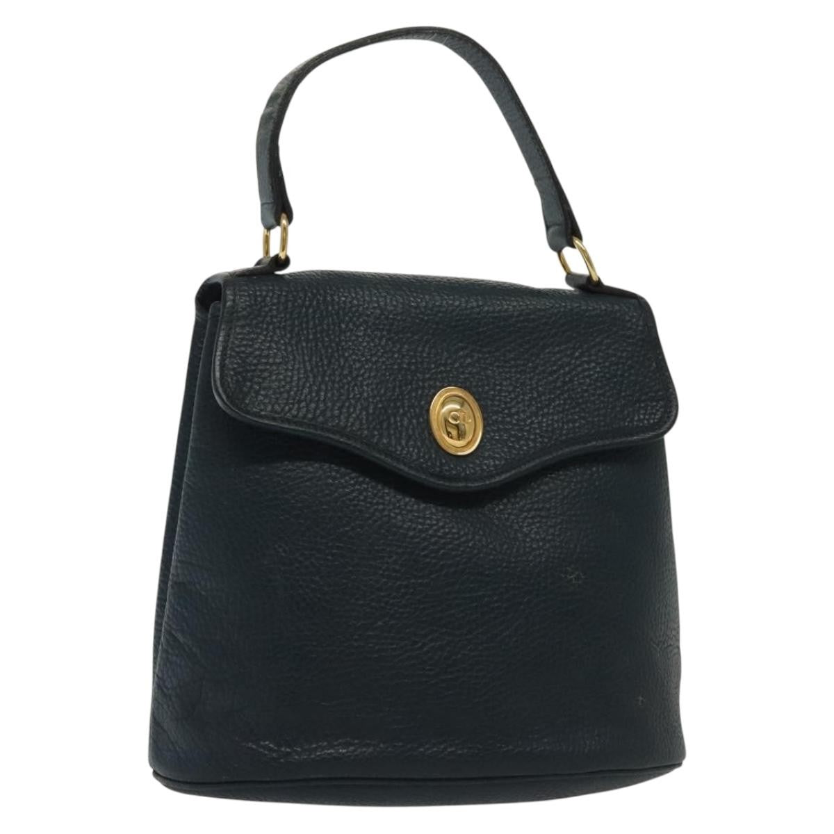 Christian Dior Vintage Handbag Leather, NAVY, LEATHER, Handbag