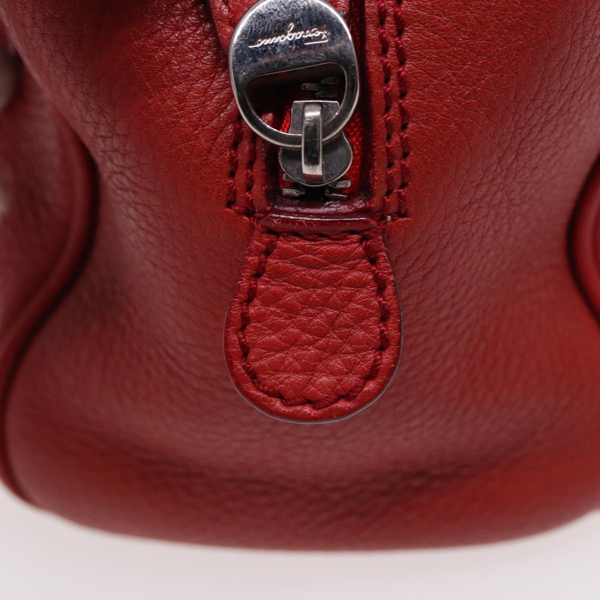 Salvatore Ferragamo Gancini Buckle Shoulder Bag Leather, RED, LEATHER, Handbag