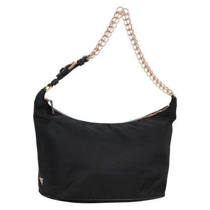 Prada Double Chain Hobo Nylon, BLACK, NYLON, Shoulder bag