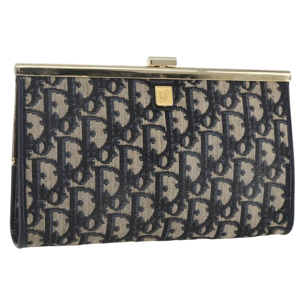 Christian Dior Vintage Trotter Pouch Canvas, NAVY, CANVAS, Clutche & pouche