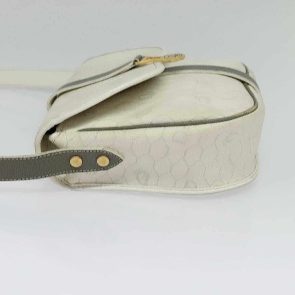 Christian Dior Vintage Honeycomb Flap Crossbody Bag Canvas and Leather, WHITE, CANVAS, Shoulder bag