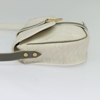 Christian Dior Vintage Honeycomb Flap Crossbody Bag Canvas and Leather, WHITE, CANVAS, Shoulder bag