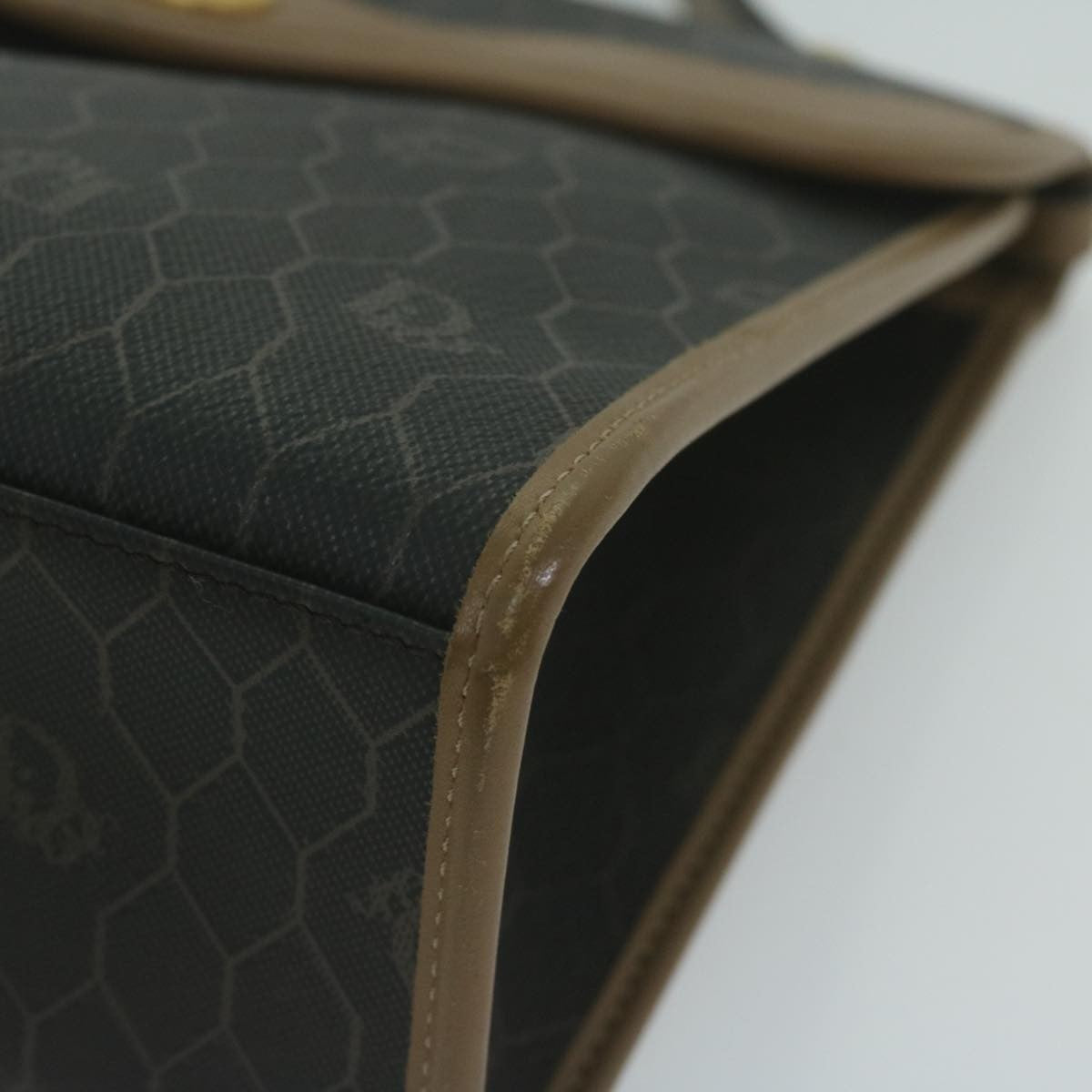 Christian Dior Vintage Honeycomb Handbag Canvas Leather, BLACK, CANVAS, Handbag
