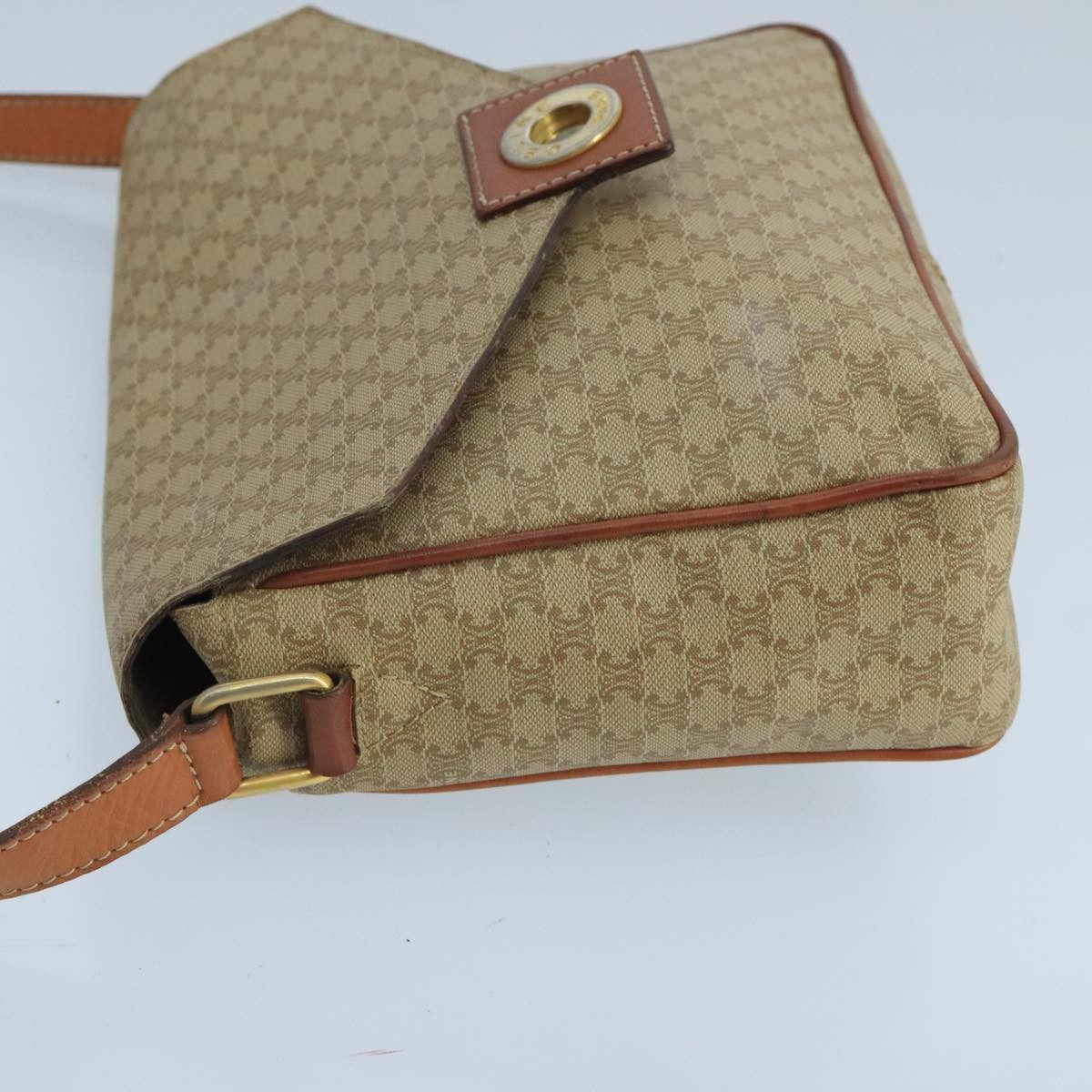 Celine Macadam Shoulder Bag Canvas, BEIGE, CANVAS, Shoulder bag