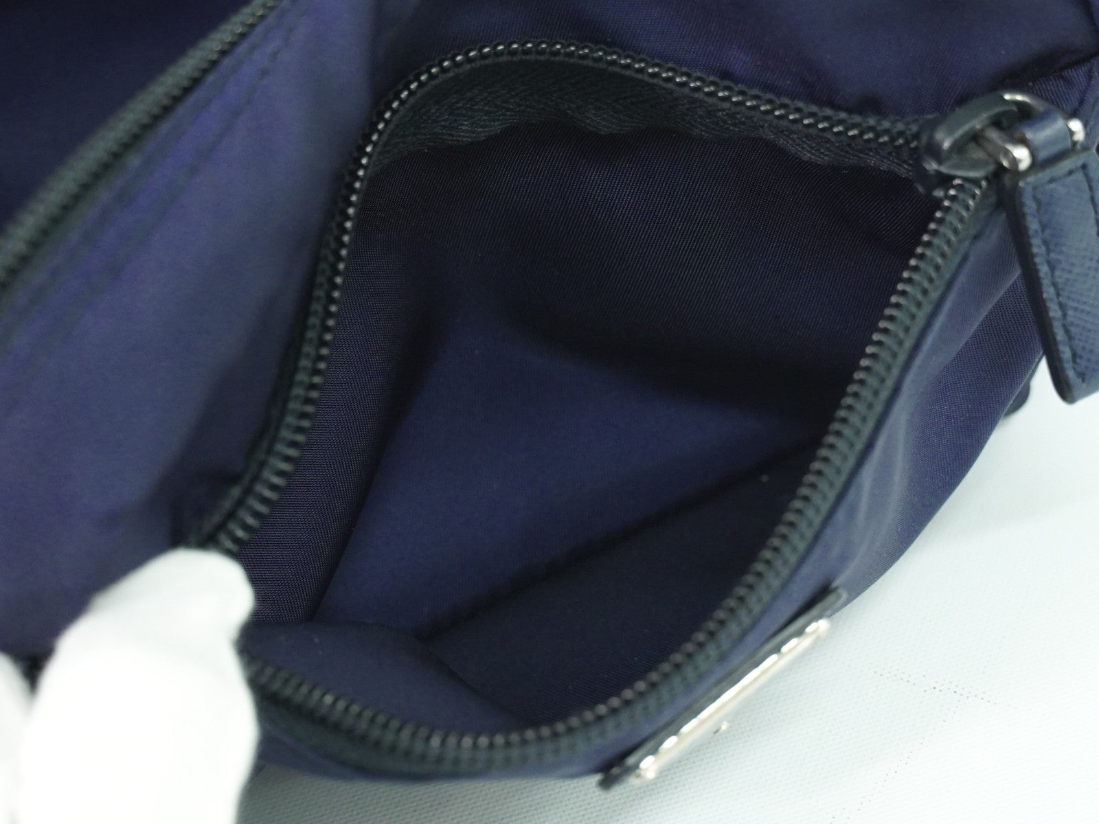 Prada Pochette Nylon, NAVY, NYLON, Clutche & pouche