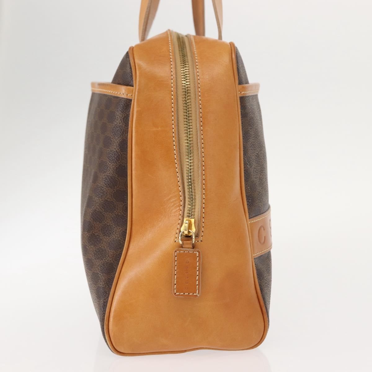 Celine Vintage Macadam Handbag Canvas and Leather, BROWN, CANVAS, Handbag