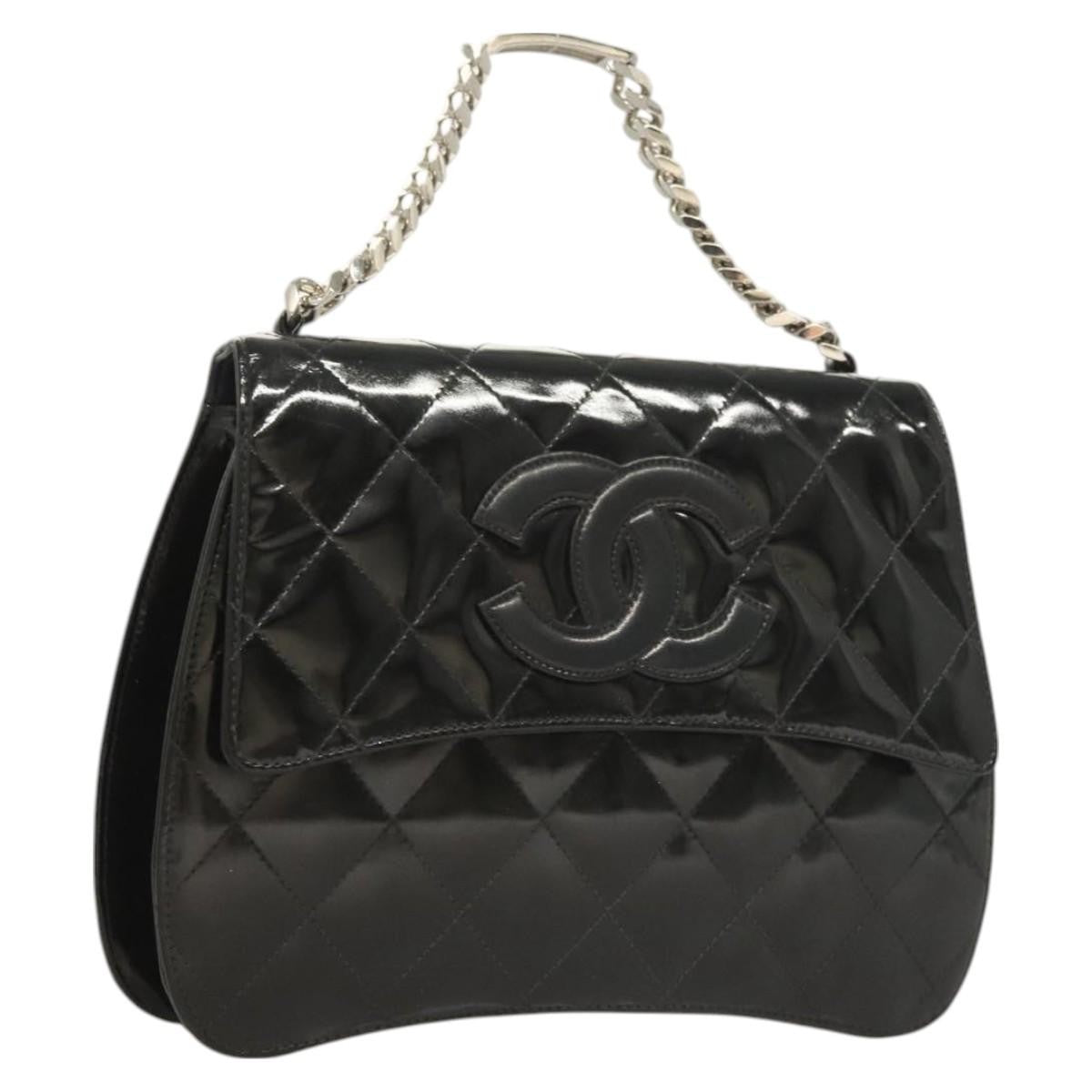 Chanel Vintage ID Bracelet Flap Bag Quilted Patent, BLACK, PATENT_LEATHER, Handbag