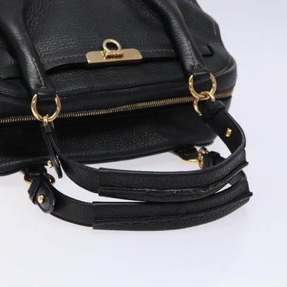 Salvatore Ferragamo Gancini handbag Leather, BLACK, LEATHER, Handbag