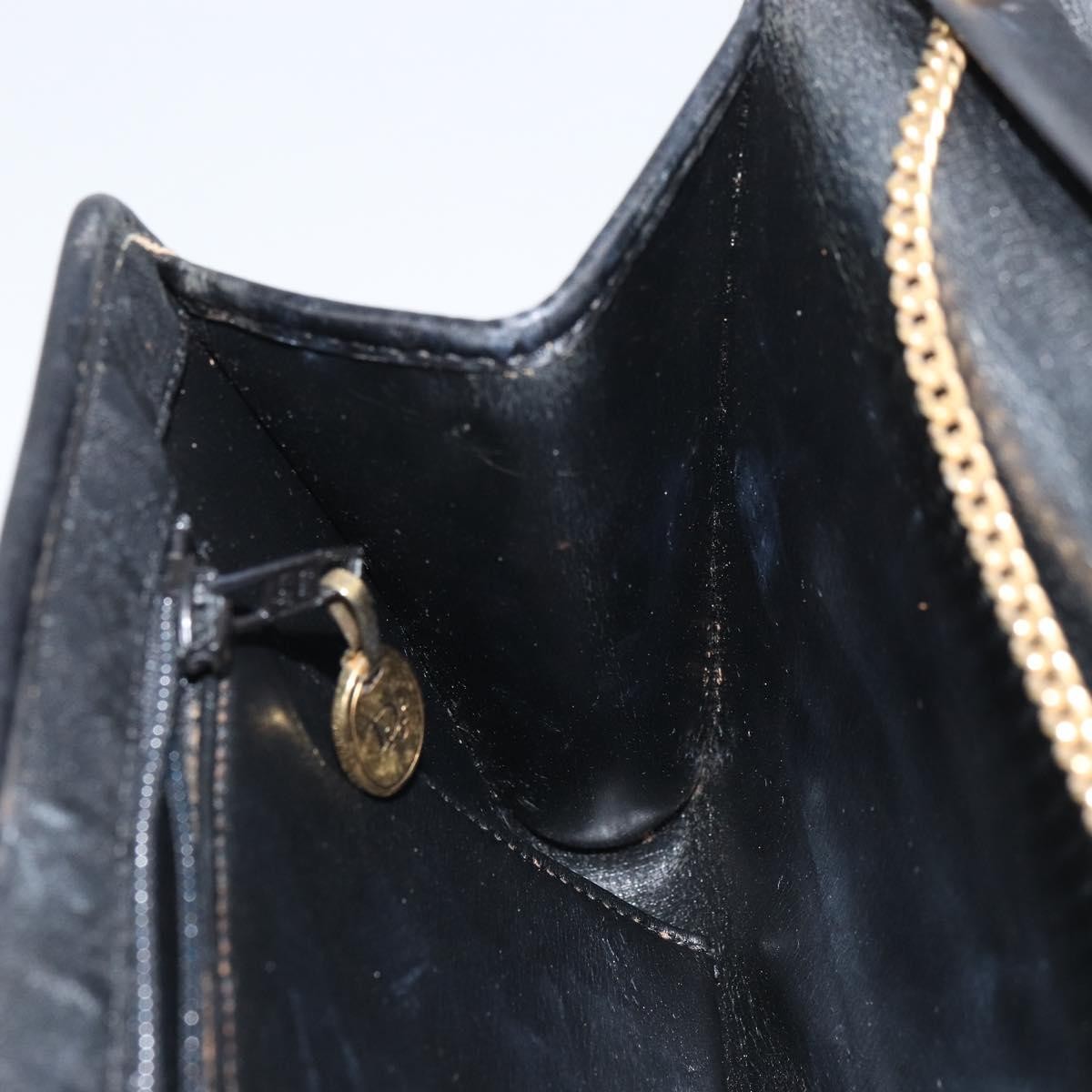 Christian Dior Vintage Chain Flap Shoulder Bag Diorissimo Canvas, BLACK, CANVAS, Shoulder bag