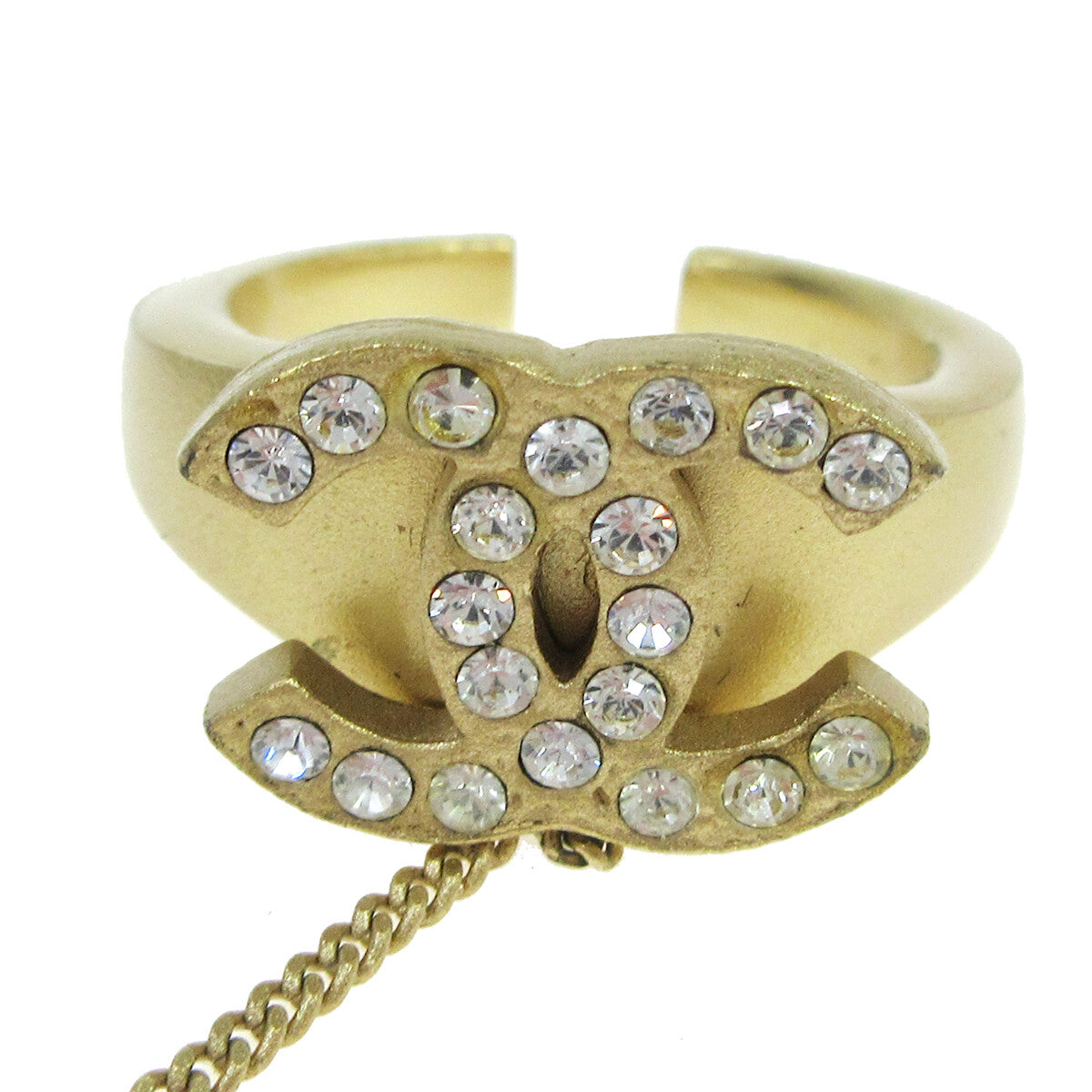 Chanel Logo Cuff with CC Ring Metal with Crystal, GOLD, GOLD, Bracelet