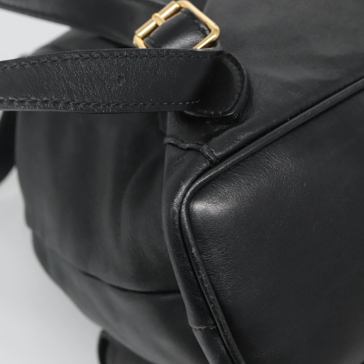 Gucci Vintage Bamboo Backpack Leather, BLACK, LEATHER, Backpack