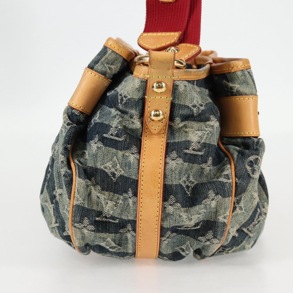 Louis Vuitton Porte Epaule Raye Handbag Striped Monogram Denim, BLUE, DENIM_JEANS, Handbag