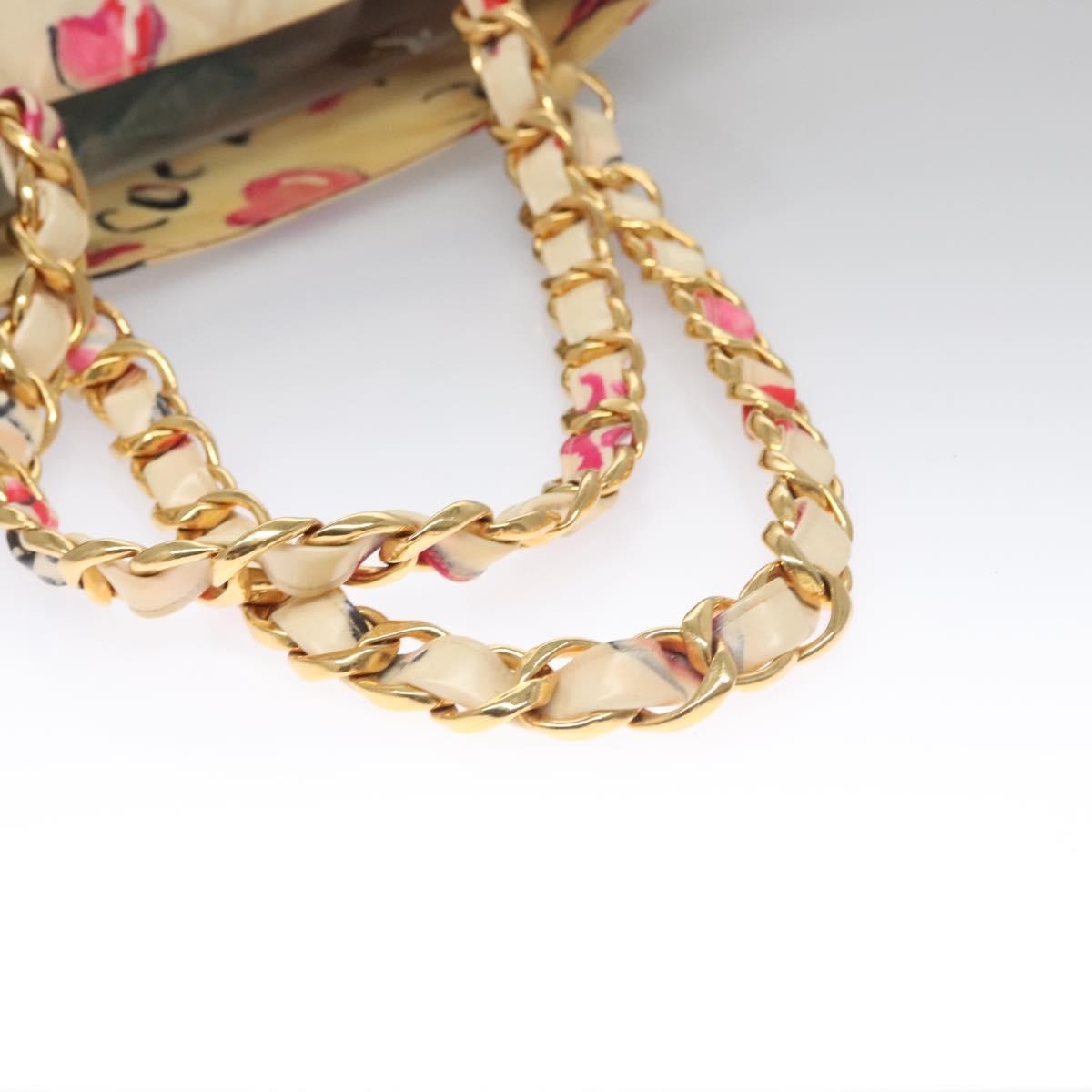 Chanel Vintage CC Chain Tote Printed patent leather, BEIGE, PATENT_LEATHER, Tote bag
