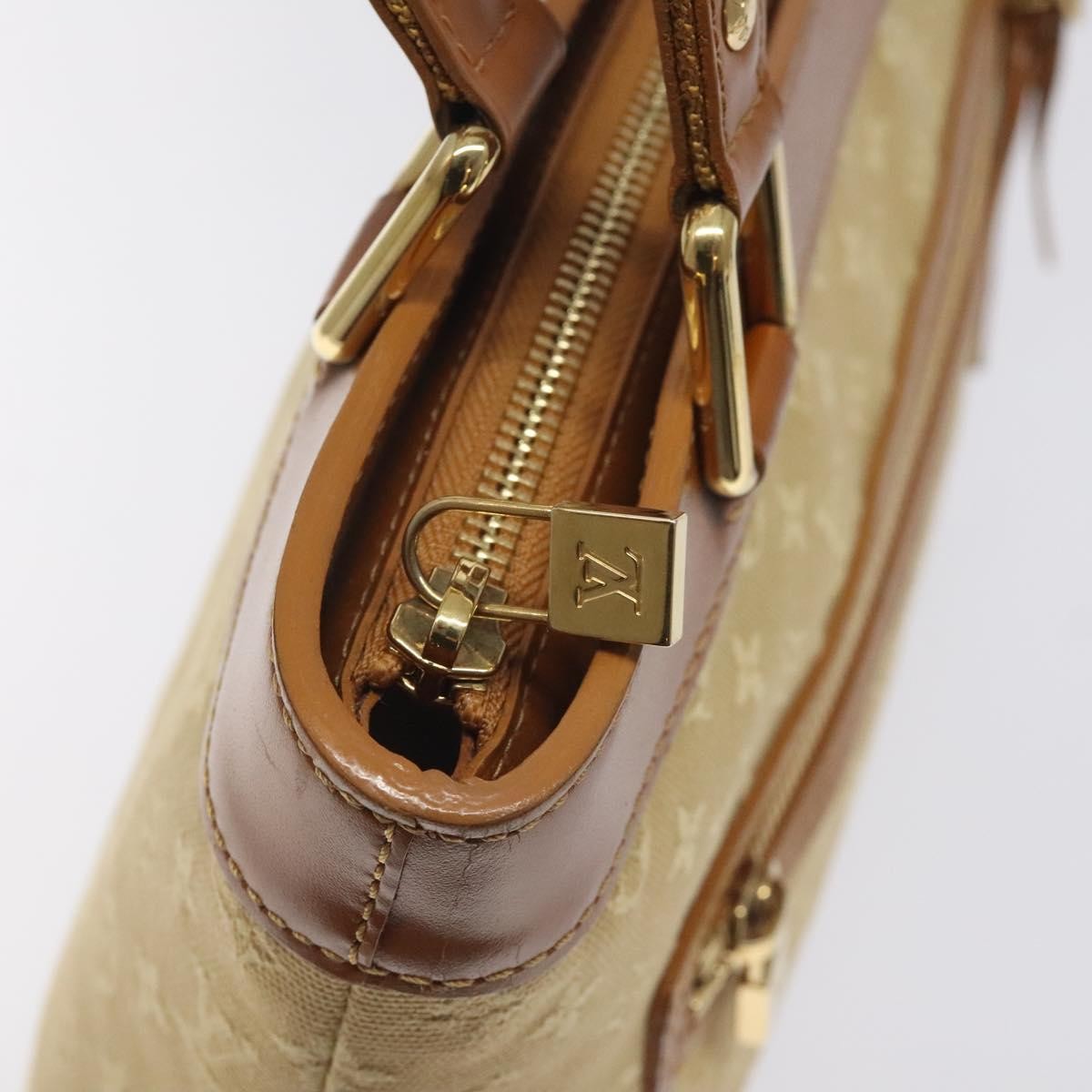 Louis Vuitton Lucille Handbag Mini Lin, BEIGE, CANVAS, Handbag