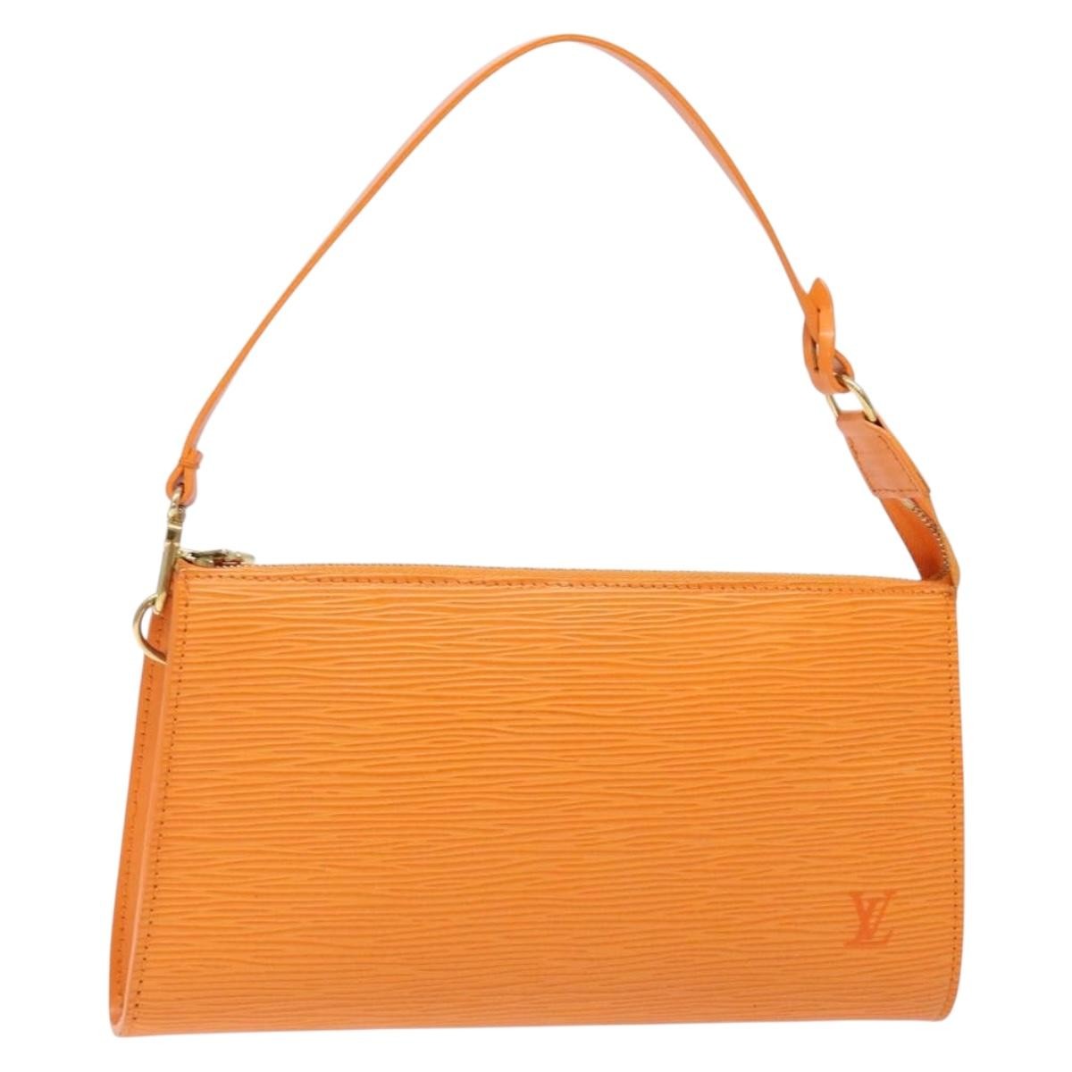 Louis Vuitton Pochette Accessoires Epi Leather, ORANGE, LEATHER, Clutche & pouche