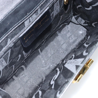 Salvatore Ferragamo Gancini Shoulder Bag Leather, BLACK, LEATHER, Shoulder bag