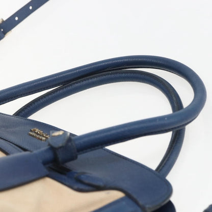 Prada Cuir Frame Convertible Tote Canvas and Saffiano Leather, BEIGE, CANVAS, Tote bag
