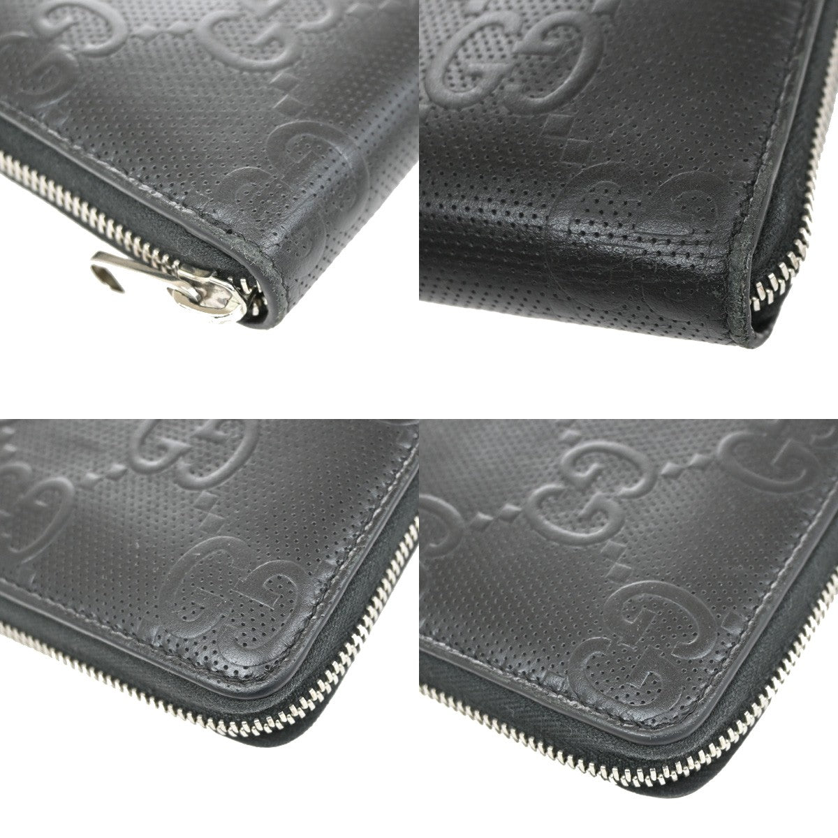 Gucci Signature Zip Around Wallet Guccissima Leather, BLACK, LEATHER, Wallets