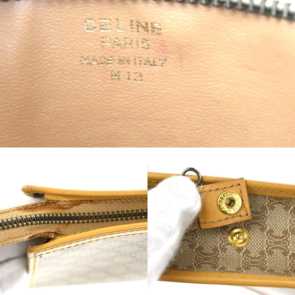 Celine C Macadam Pouch Canvas, BEIGE, PVC, Clutche & pouche