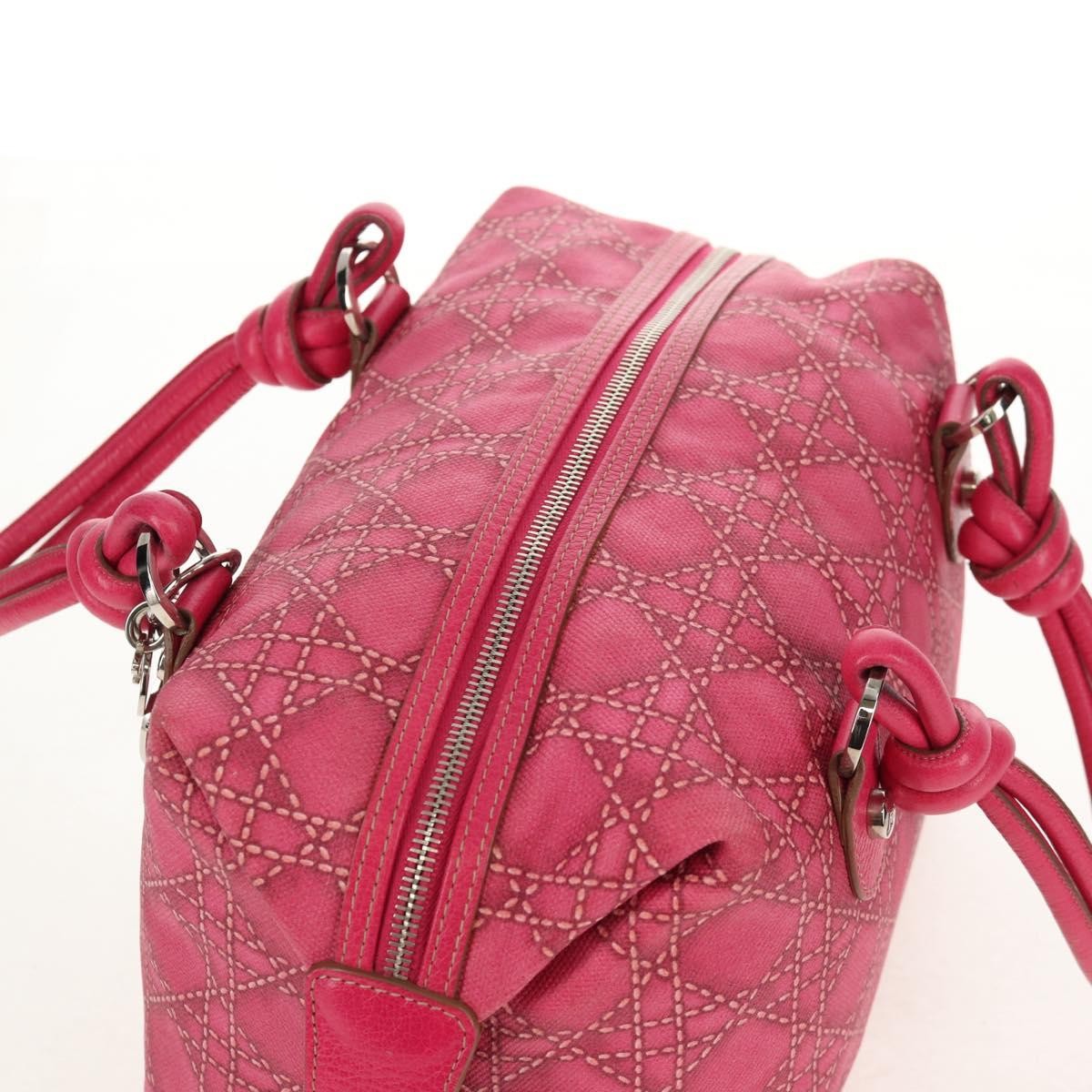 Christian Dior Cannage Handbag Canvas, PINK, CANVAS, Handbag