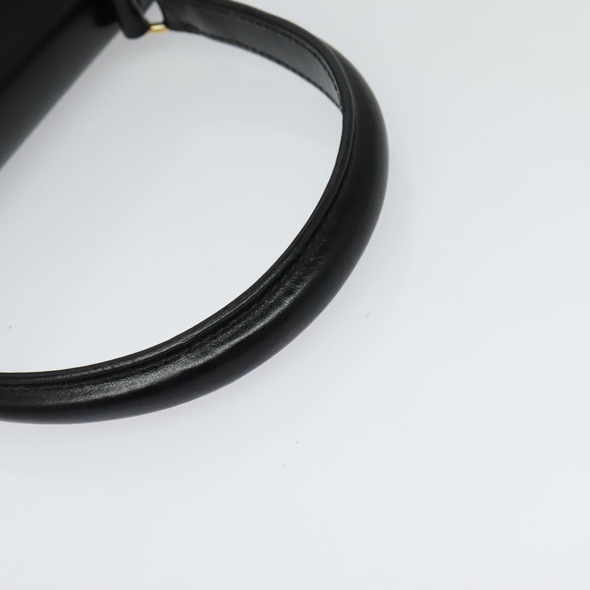 Celine Gancini Handbag Leather, BLACK, LEATHER, Handbag