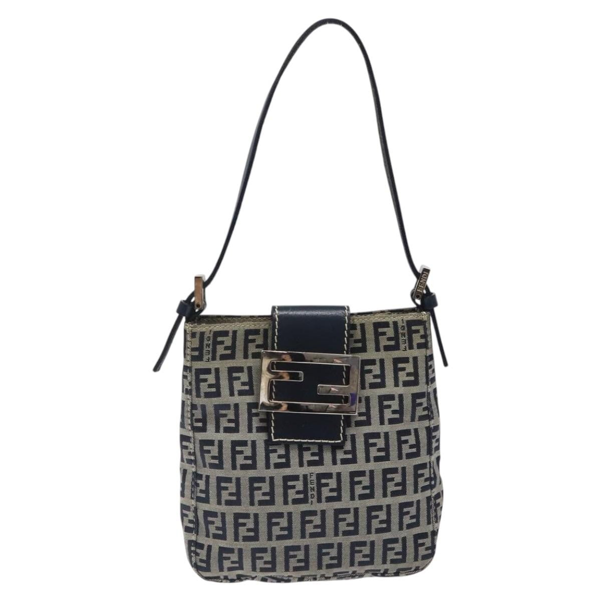 Fendi Vintage Shoulder Bag Zucca Canvas, NAVY, CANVAS, Shoulder bag