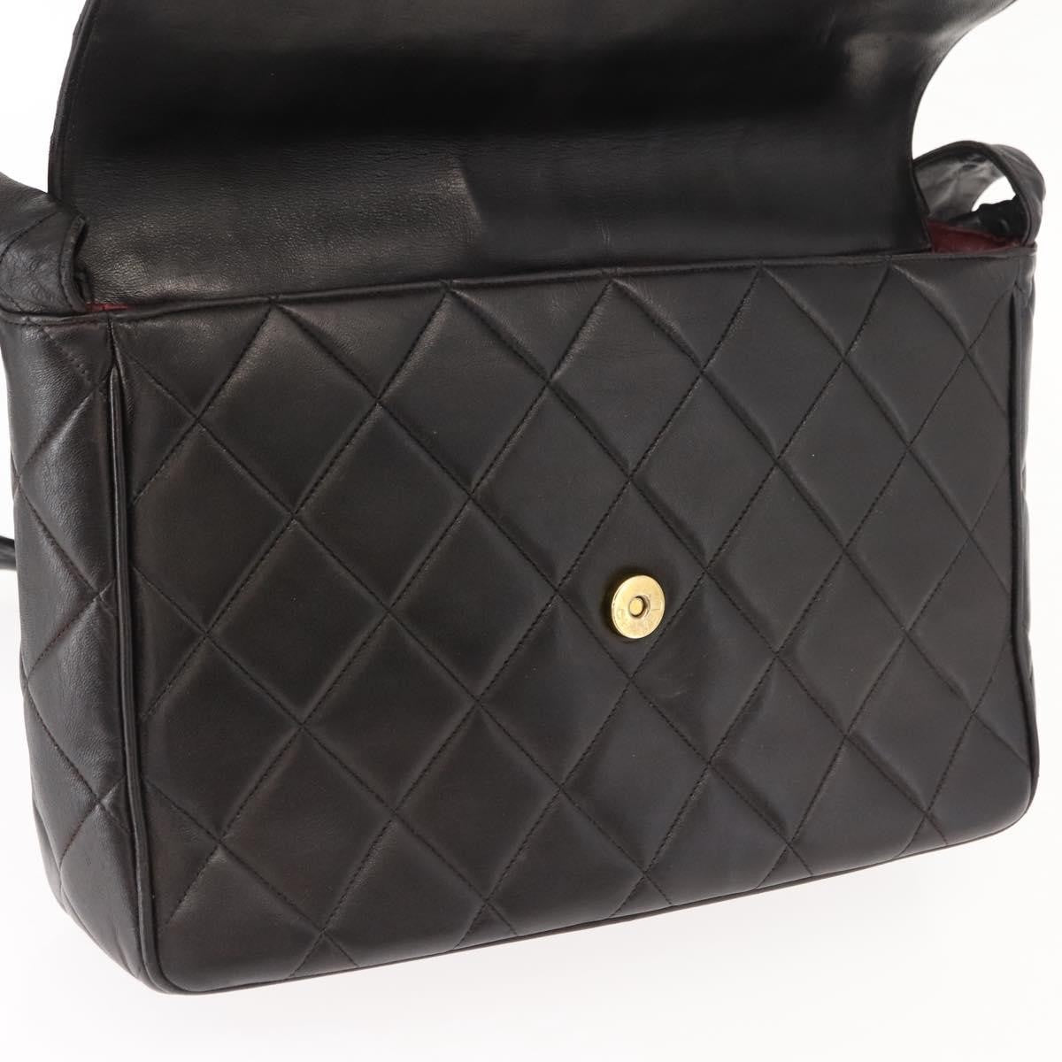 Chanel Vintage CC Square Flap Bag Quilted Lambskin, BROWN, LEATHER, Shoulder bag