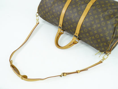 Louis Vuitton Keepall Bandouliere Bag Monogram Canvas, BROWN, CANVAS, Travel bag