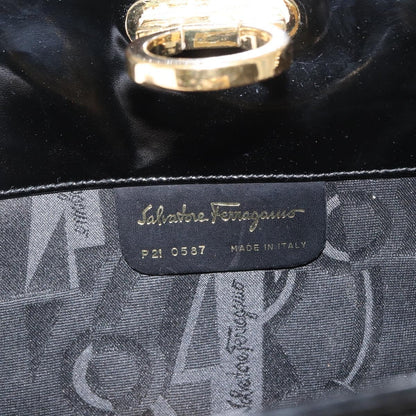 Salvatore Ferragamo Vintage Gancini Chain Shoulder Bag Patent Leather, BLACK, PATENT_LEATHER, Shoulder bag